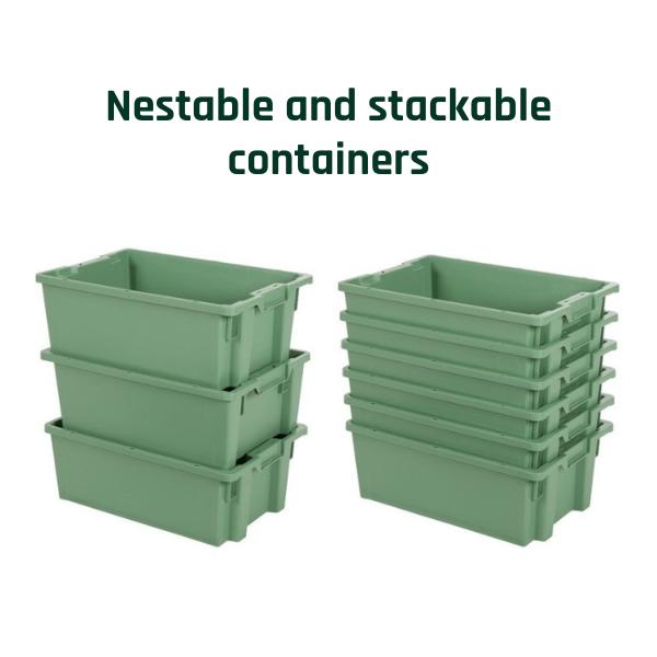 Nestable and stackable containers for intralogistics automation at Fb Industry Automation