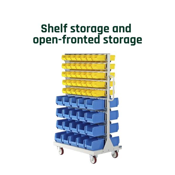 Shelf storage and open-fronted storage for intralogistics automation at Fb Industry Automation